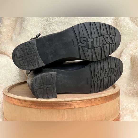 Stuart Weitzman Ranch Dressing Black Leather Motorcyle Ankle Boots Size 8.5M - Picture 6 of 10